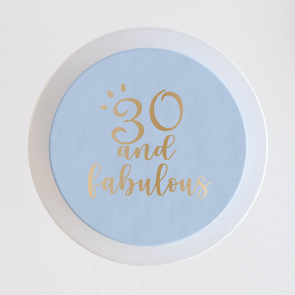 Bolo azul "30 and fabulous"